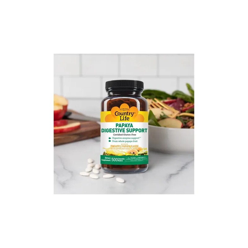 Enzimas Papaya Masticables Country Life 500 Tabletas