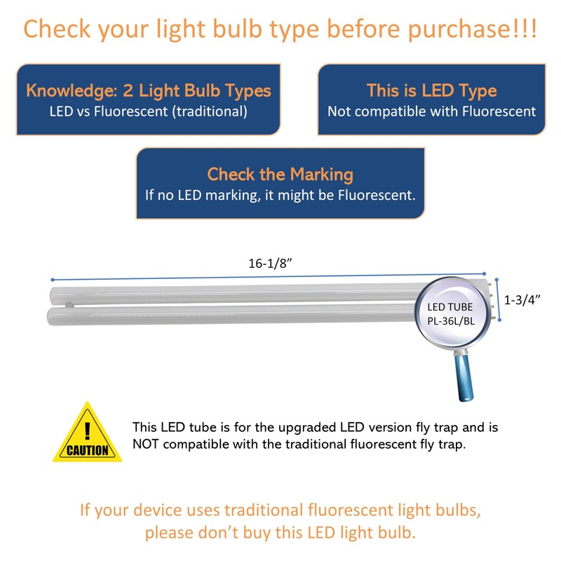 Awoco 2 Pcs Type E-LED UV Tube PL-36L/BL 13 W