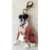 Boxer Dog Sitting Flat Acrylic Bag Purse Charm Dangle Zipper