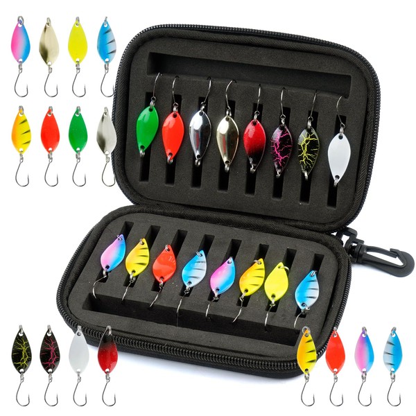 PUWOWYE Trout Spoon Set Trout Bait, 16 Pieces Artificial Bait