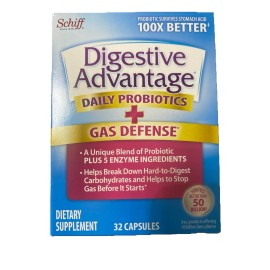 Digestive Advantage Fast Acting Enzymes Daily Probiotic Gas Defense- 32 Capsules
