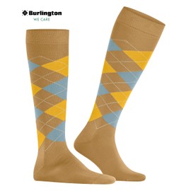 Burlington Men's Manchester M Kh Cotton Long Patterned Knee Socks, Yellow Mustard 1291