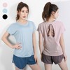 Short Sleeve Mesh Two-Hole Training Yoga Top ELC-1026 Pink/XL(77)