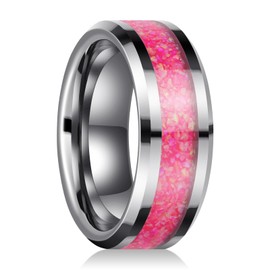 Fyrddyn Men's 6MM 8MM Fire Opal Inlaid Wedding Band Suitable For Men And Women Match Daily Outfits Party Accessory Anniversary Promise Rings 5-14.5, 14, Metal, No Gemstone