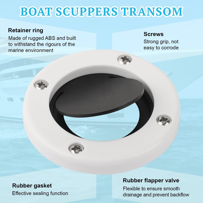 OJP 3876-3 Boat Self-Bailing Cockpit Mounted Scupper Valve Kit, 2-7/8-inch