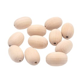 HugeDE 30 Pcs Oval Wooden Loose Beads for Craft Jewelry Making