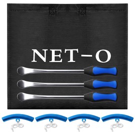 NET-O Tire Lever Rim Protector Set, Tire Replacement Tool for Cars, Motorcycles, Bicycles, 3 Tire Levers, 4 Rim Protectors, NET-O Tote Bag, Total 8 Piece Set