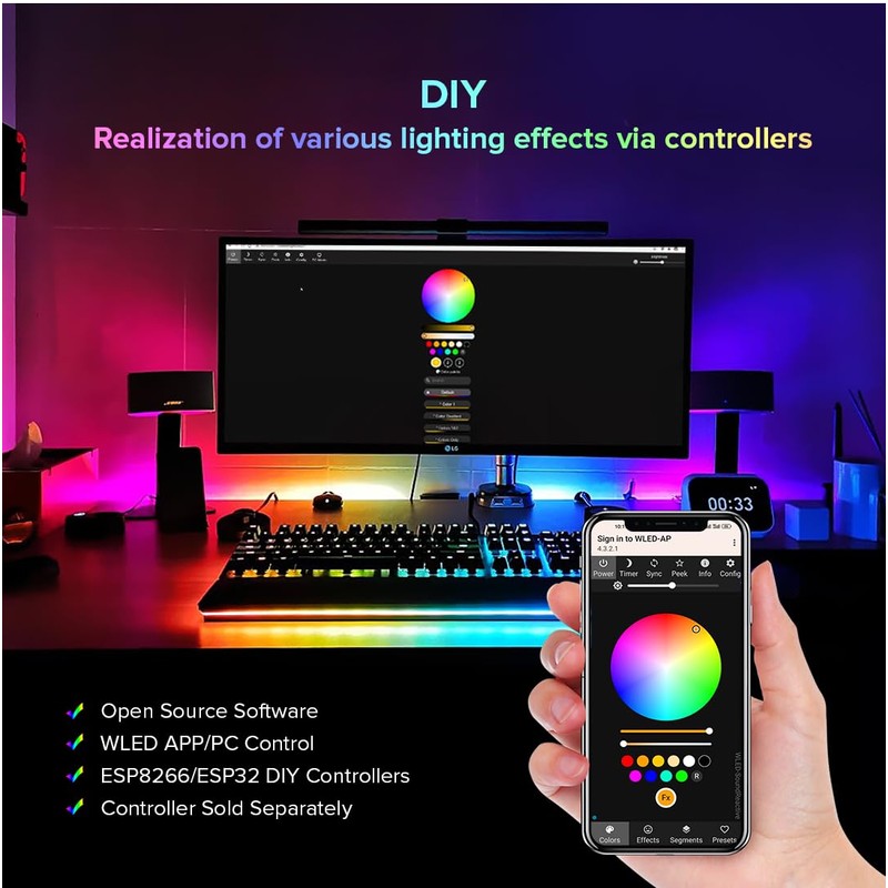 BTF-LIGHTING 16.4FT WS2811 WS2812B IC RGB DC5V 360 Degree Round