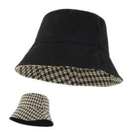 Qzkouma SMGY-51 UV Protection Hat, Reversible Bucket Hat, 2 Way, Double-sided, Foldable, Wide Brim, Sunshade, UV Protection, Cotton, Small Face Effect, Unisex, Black