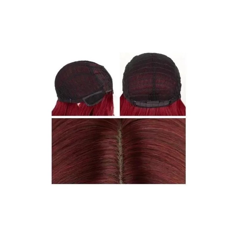 generic A Peluca Mujer Larga Rizada Roja Con Encaje Frontal