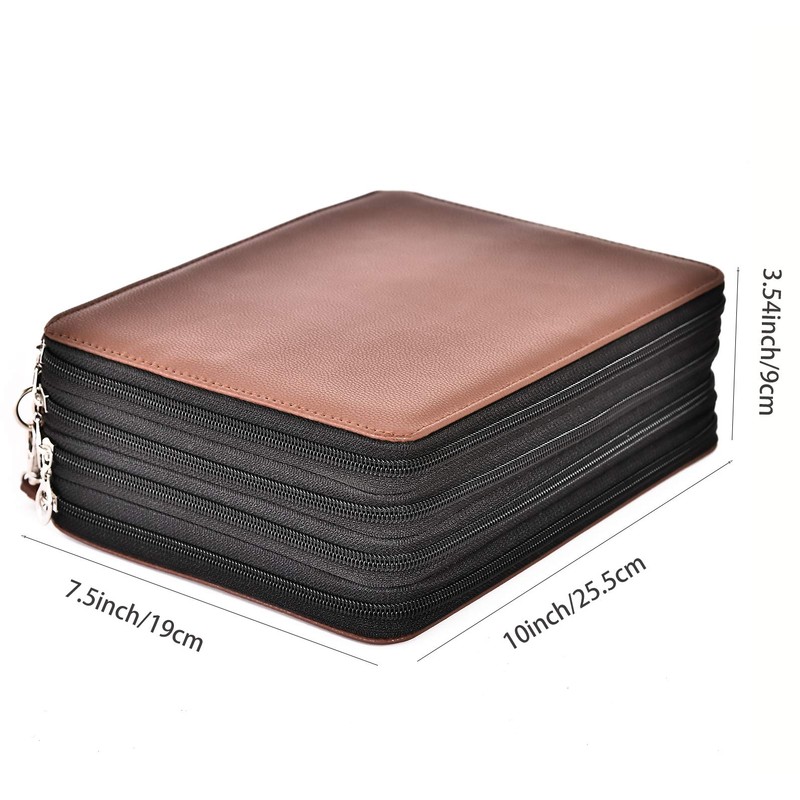 Becho Multifunction Zipper Soft Leather Pencil Case with Multi-Layer Zipper