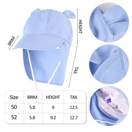 Kids Sun Hat with Wide Brim and Neck Flap UV Protection UPF 50+ Adjustable Toddler Summer Beach Swimming Hat for Boys Girls Age 1-4 Years (UK, Age, 1 Year, 2 Years, Blue)
