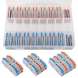Lever Wire Connectors Quick Connect Electrical Splicing Kit for Compact Inline Terminals - 28-12 AWG, 1 in 1 Out (60pcs)