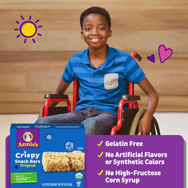 Annie's Organic Original Crispy Snack Bars, Gluten Free, 3.9 oz,