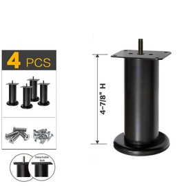 AKB Hardware Metal Sofa Legs, Furniture Legs, Steel, Set of 4 New (4-7/8"H Black)