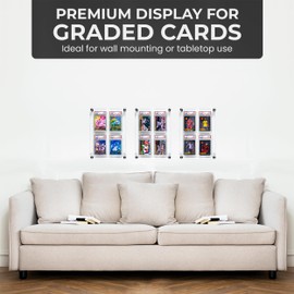 JWSONX Acrylic Graded Card Display Case 2x2 - Holds 4 PSA, CGC, TAG Slabs - Wall or Tabletop Sports Card Display Frame with UV Protection - Baseball, Football, Basketball, TCG Card Showcase