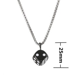 chengxun Black Dice Pendant Necklace Design Sense Stainless Steel Hip Hop Necklace Jewelry for Men