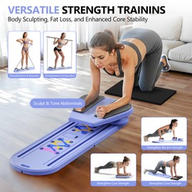 Pilates Board - 2025 Pilates Reformer Set, Multifunctional Abdominal Pilates Board for Home Workout Equipment, 6 in 1 Portable Foldable Pilates Exercise Machine， Pilates Reformer Board for Women