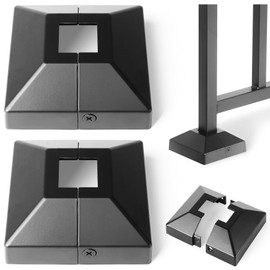 Hulave Split Post Cover, Fits 1x1 Post/3.5x3.5 Base, Indoor/Outdoor Iron Railing, Fence, Stair Base Decorative Skirt Covers (2Pack-Black)