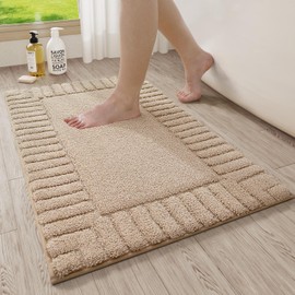 LUMI Premium Bath Rug, Ultra Soft and Absorbent Bathroom Mat, Quick Dry, Non Slip, Machine Washable Bath Mat for Shower and Tub, Beige, 20"x32"