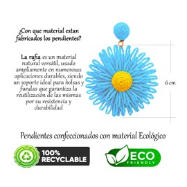 Colorful Sunflower Earrings for Women Summer Large Pendant Colorful Earrings Handmade Braided Rattan Raffia Retro Earrings for Travel Beach Recyclable, Standard, Rattan, No Gemstone