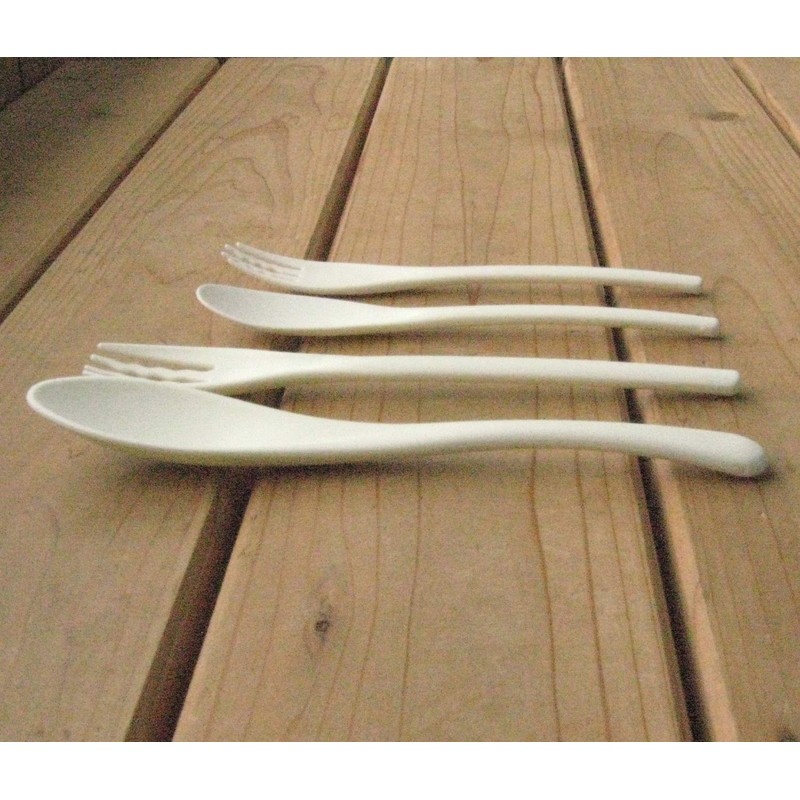 Nagao Heat Resistant Plastic Dinner Cutlery Set of 8 White