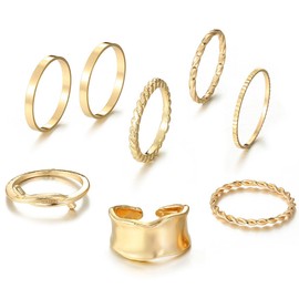 SJBAUTYO Pack of 8 Rings Gold for Women Rings Stackable Open Thumb Rings Set for Women Trendy Stacking Rings Set Minimalist Finger Rings Set
