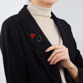 QLUYCKW 4PCS Playing Card Enamel Lapel Pin Set for Women Men Fashion Novelty Enamel Hearts Spades A and Ace Playing Cards Brooch Poker Themed Clothing Accessories Jewelry, Medium, Alloy Steel, no