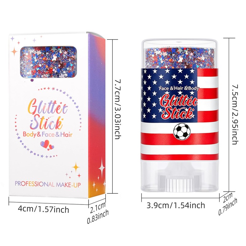 2Pcs White Blue Red Body Glitter Stick | Face Hair