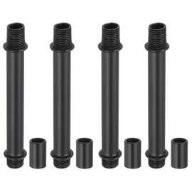 PATIKIL Straight Pipe Lamp Stems Rod Kit, 4Set M10 Carbon Steel 80mm(3.15") Long Double End Thread Rod with Coupling Nut Sleeve Connector for Table Lamps Chandeliers, Black