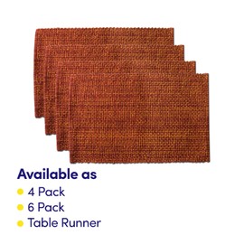 Sweet Home Collection Trends Two Tone 100% Cotton Woven Placemat (6 Pack), 10"x19", Rust