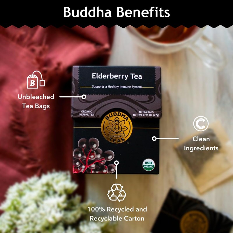 Buddha Teas - Organic Elderberry - Herbal Tea - For