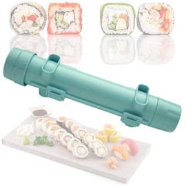 HLKQAO Sushi Maker Roller Multifunctional Onigiri Mold Rice Mold Vegetable Meat Rolling Tool DIY Sushi Making Machine Kitchen Gadgets Tools (Green)