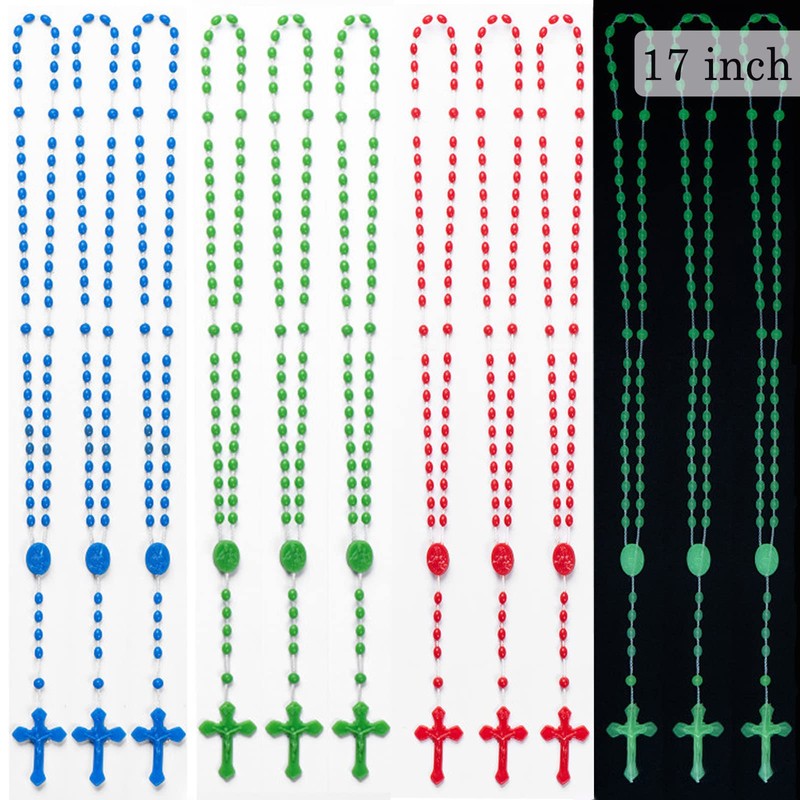 ZYFLSQ Bulk Plastic Rosary Beads Catholic 12 Pack, 17 Inch