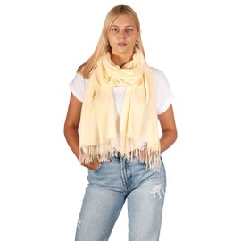 DOLCE ABBRACCIO by RiemTEX Women's Winter Scarf Cuddly and Warm Winter Scarf with Fringes Scarves Women's Scarf in Plain Colours, champagne