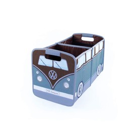 BRISA VW Collection - Volkswagen Samba Bus T1 Camper Van Universal Foldable Storage Box, Trunk Bag, Storage Space for Shopping, Toys, Everyday Objects, Car Accessories (Petrol/Brown)