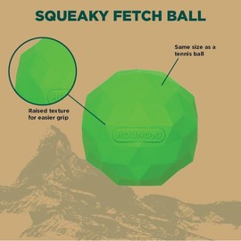 Hound2O Dog Chew Toys - Squeaky Fetch Ball, Green - Tough, Engaging, & Interactive Toys for All Breeds - Chew, Chase, & Fetch - Durable Non-Toxic Materials That Float, Easy to Clean for Outdoor Play
