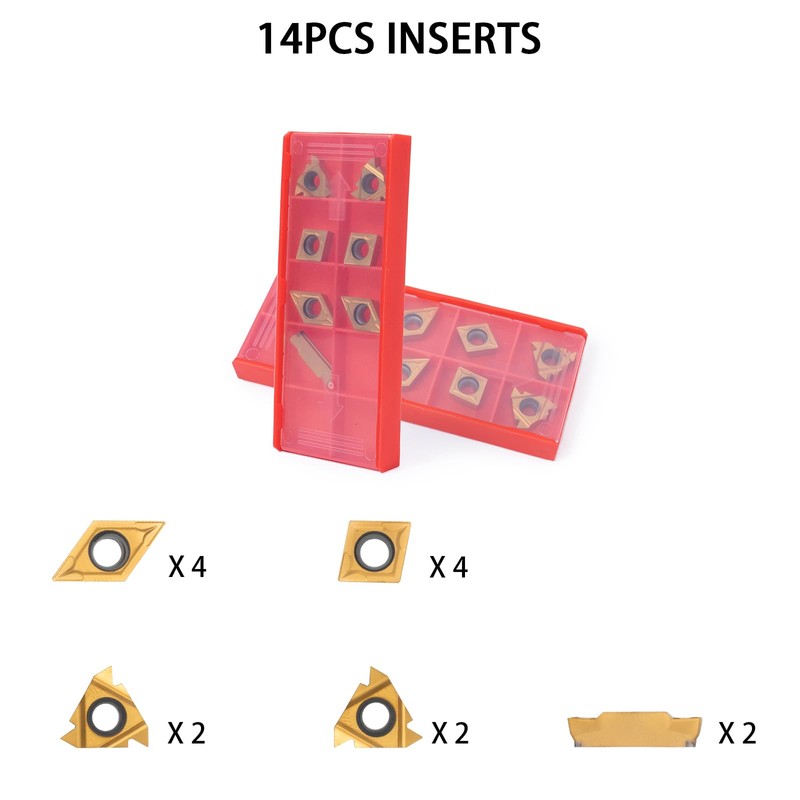 Indexable Lathe Turning Tool 21Pcs Kit,7 Pcs Metal Lathe Tool