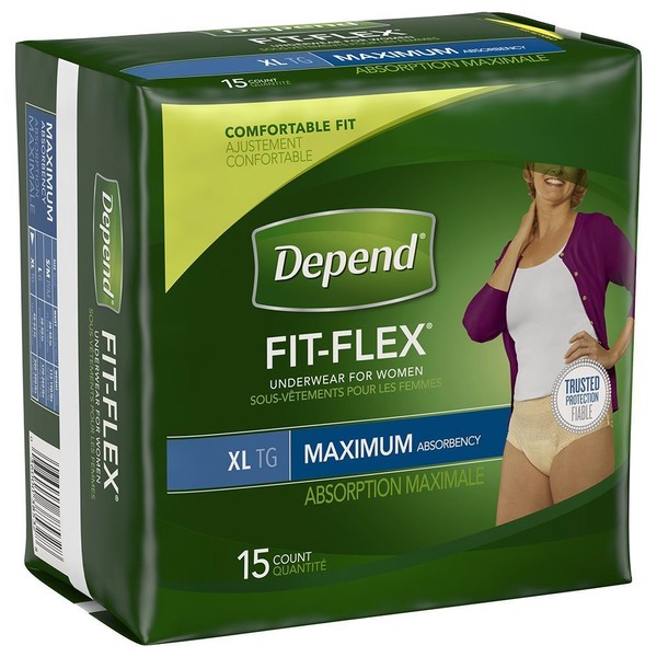 Depend Underwear for Women, Maximum, Extra Large, Case/60 (4/15s)