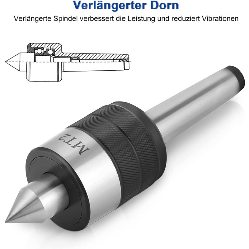 Mitlaufende Centre Point for Lathe, 60 Degree MT2 Live Centre