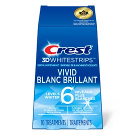 Crest 3D White Teeth Whitening Kit Whitestrips Classic Vivid 10 Treatments, 20 Individual Strips
