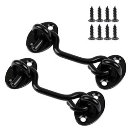 YFFSFDC Stainless Steel Sliding Door Gate Latch, Black Hook Gate Latch Lock, Anti-Aori, Sliding Type, Easy Installation, Perfect for Sliding Door, Entryway, Furniture, Window, Bedroom, 100mm Set of 2