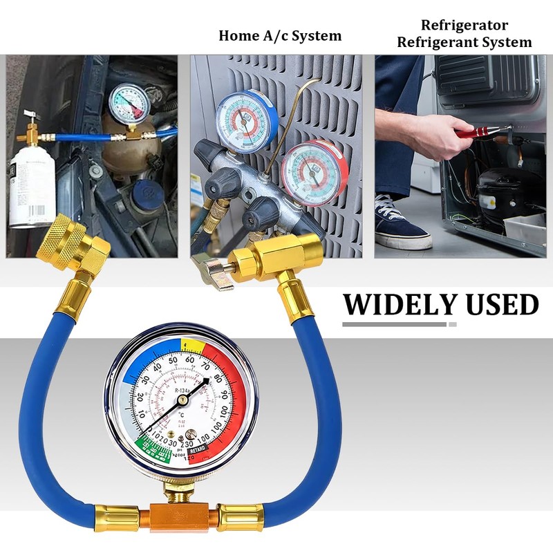 1/2 Inch R134A AC Refrigerant Charge Hose Kit with Gauge