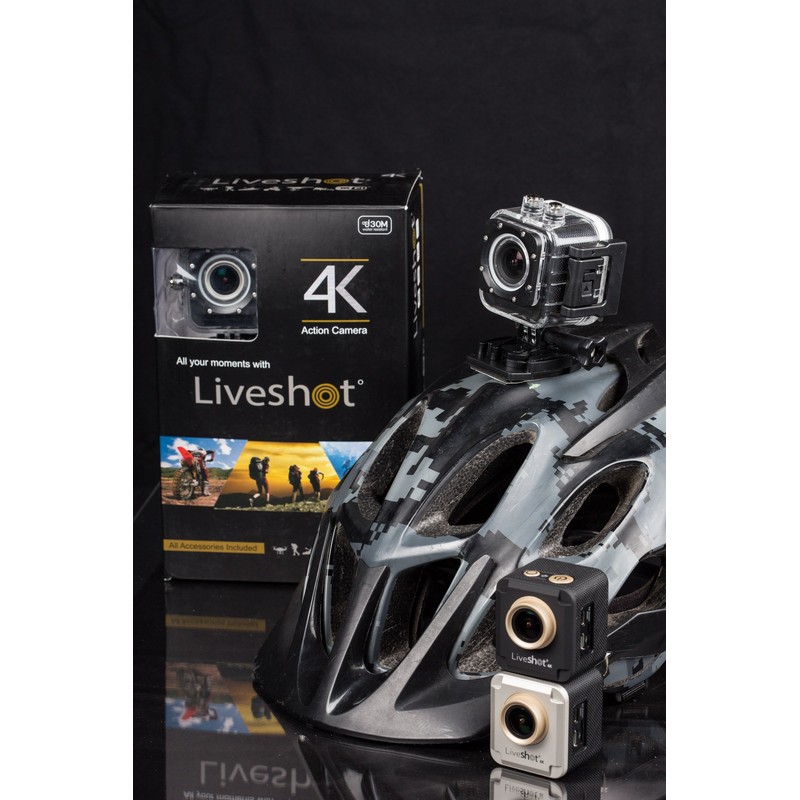 LiveShot 4k Action Camera w/Waterproof Shockproof Case and Mounting Accessories