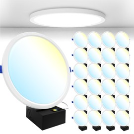 Sunco 24 Pack 8 Inch Canless Slim Recessed Lighting, LED Flush Mount Ceiling Light, Thin Round Flat Panel Fixture, 1800 LM, 15W=100W, Selectable CCT 2700K/3000K/4000K/5000K/6000K, Dimmable ETL