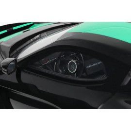 DCD 2023 Rimac Nevera 1/18 Model Diecast Toy Black with Green Stripes by GT Spirit