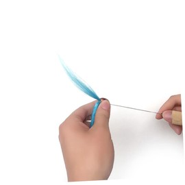 Gatuida 5pcs Hair Extension Loop Needle Threader Wooden Handle Hair DIY Hook Tool