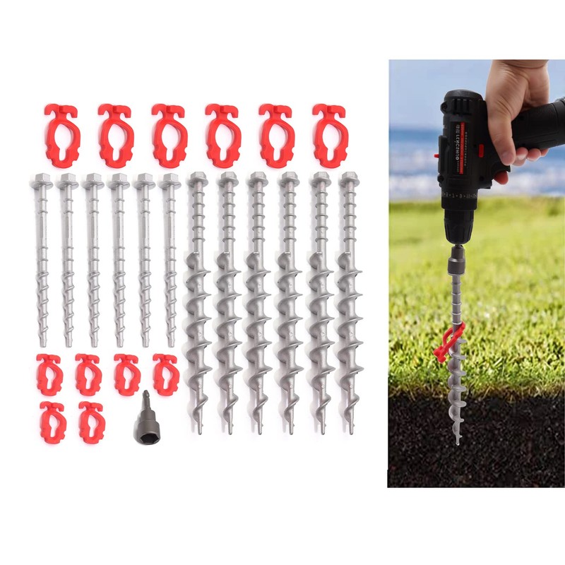 Aluminum Ground Anchors, 12-Pack Heavy-Duty Screw Stakes