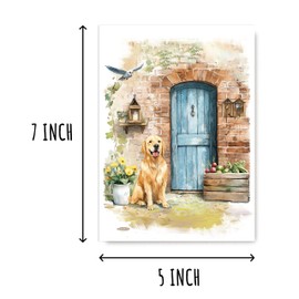 APVGifts Golden Retriever With Bird Card - Dog Lover Card - Cute Golden Retriever Card - Dog Mom Card - Card For Any Occasion - Greeting Card