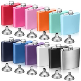 12 Pcs Stainless Steel Hip Flask for Liquor Bulk Leak Proof Stainless Steel Flask Set with 12 Pcs Funnel for Alcohol Women Men Bridesmaid Groomsmen Party Wedding Birthday Gift, Colorful (6 oz)